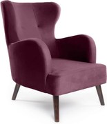 Fialové zamatové kreslo ušiak Noemye – Bonami Selection