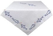 Modrobielý bavlnený obrus Sun Sea And Fish - 100*100 cm