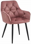 TRENDIE Zamatová jedálenská stolička LYON tmavo ružová