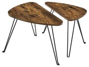 Sada 2x odkladacích stolíkov ELDUR hnedá/čierna