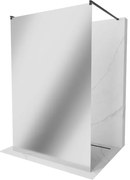 Mexen Kioto, priechodná sprchová zástena 110 x 200 cm, 8mm sklo vzor zrkadlo, 2x čierna stabilizačná rozpera, 800-110-002-70-50