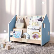 Obojstranná knihovnička na kolieskach – svetlomodrá