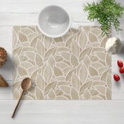 Biante Dekoračné prestieranie na stôl Leona LN-168 Biele listy na svetlo hnedom 30x40 cm