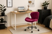 Set do pracovne ZARIMO stôl 80x40 cm biely + kreslo AVOLA VELVET vínové