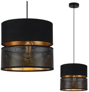 Závesné svietidlo Asti, 1x PVC/čierne textilné tienidlo, (fi 20cm), g, b