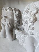 Šedý antik cementový kvetináč Anjel - 20*16*20 cm