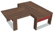 Stôl Verno+ S 200 x 220 cm s rokovacím prvkom, orech / červená