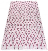 Koberec šnúrkový SIZAL SION Kratka 22129 ploské tkanie biely / fuksia