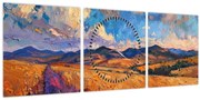 Obraz - Olejomaľba krajiny (s hodinami) (90x30 cm)