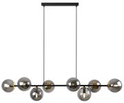 Závesne svietidlo Paris, 8x grafitové sklenené tienidlo, B/G