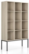 Regál FRAME, s čiernou podnožou, 1299 x 450 x 2185 mm, dub prírodný