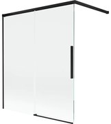 Mexen Rox, 2-krídlová posuvná vaňová zástena 140 x 150 cm, 8mm číre sklo, čierny matný profil, 8C9-140-003-70-00