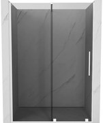Mexen Velar, posuvné sprchové dvere do otvoru 130 cm, 8mm šedé sklo, biela matná, 871-130-000-41-20