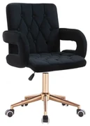 LuxuryForm DESIGN Stolička BOSTON VELUR na zlatej základni s kolieskami - čierna