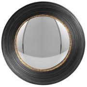 Vypuklé zrkadlo Beneoit s čiernym rámom so zlatou linkou – Ø 34 cm