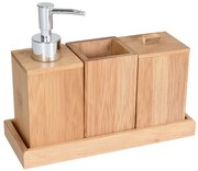 BISK Erga Laos, bambusová kúpeľňová zostava 4ks, prírodná hnedá, ERG-08279