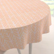 Biante Bavlnený okrúhly obrus Sandra SA-213 Listy na marhuľovo oranžovom Ø 110 cm