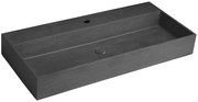 Sapho Sapho, QUADRADO betónové umývadlo vrátane výpusti, 96x44 cm, čierny granit, AR466