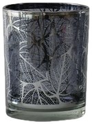 Tmavo šedý svietnik Tree s motívom listov - 7 * 7 * 8cm