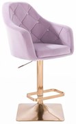 LuxuryForm DESIGN Barová stolička ROMA VELUR na zlatej hranatej podstave - levanduľa