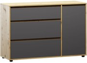 Komoda so zásuvkami Norman CH-1D/3DR - sivý grafit / dub wotan