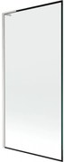 Mexen Next L, 1-krídlová vaňová zástena 90 x 150 cm, 6mm číre sklo-čierny vzor, 6mm číre sklo, profil brúsená oceľ, 895-090-000-03-70-97