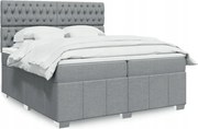 vidaXL Posteľný rám boxsping s matracom bledosivý 200x200 cm látka