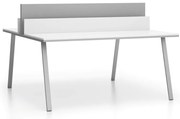 PLAN Kancelársky písací stôl DOUBLE LAYERS, s prepážkami, biela/sivá