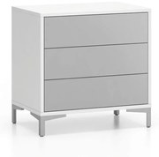 PLAN Kancelárska komoda LAYERS, 3 zásuvky, pevná podnož, biela / sivá