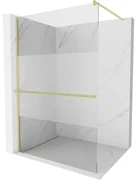 Mexen Kioto+, sprchová zástena Walk-In s poličkou a vešiakom 120 x 200 cm, 8mm číre sklo-námraza, zlatý matný profil, 800-120-121-55-35