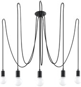 Závesné svietidlo Edison 5, čierne telo svietidla