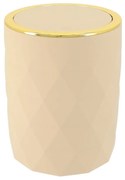 Odpadkový kôš Lorantos, béžová/so zlatými prvkami, 6L