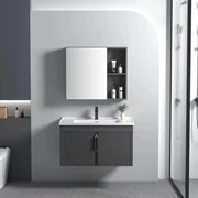 Rea Astor, súprava kúpeľňového nábytku s umývadlom 60cm, šedá matná, REA-M0004