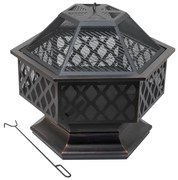 Prenosné ohnisko na drevo s roštom čierna/patina