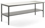 Dielenský stôl CARGO s valčekmi + spodná polica, 2000x750 mm, biela doska