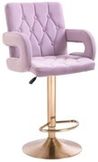 LuxuryForm DESIGN Barová stolička BOSTON VELUR na zlatom tanieri - levanduľa