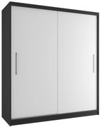 Šatníková skriňa 158 cm Belini čierny mat / biely mat s posuvnými dverami  SI SZP3/1/B/W/0/AL