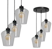 Závesné svietidlo Santiago, 3x transparentné sklenené tienidlo, b, o