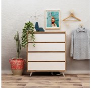 Komoda SUVERA 86x70 cm biela/béžová