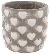Šedý antik cementový obal so srdiečkami Love Amore - Ø 14*13 cm