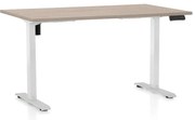 Výškovo nastaviteľný stôl OfficeTech B, 140 x 80 cm, biela podnož, dub