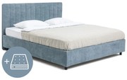Modrá čalúnená dvojlôžková posteľ s úložným priestorom s matracom/s roštom 160x200 cm Myra Slim Line – Bonami Selection