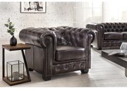 furniture-nabytek.cz - Kreslo Chesterfield z pravej kože, hnedé – 100×90×72 cm