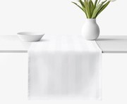 Goldea damaškový behúň na stôl - biele prúžky so saténovým leskom 20x120 cm