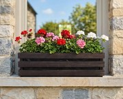 AMADEA Drevený kvetináč tmavý, vo vnútri s čiernou fóliou, 62x21,5x17cm, český výrobok