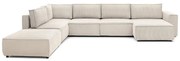 Krémovobiela menčestrová rohová pohovka (ľavý roh/do tvaru "U") Nihad modular – Bobochic Paris