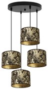 Závesné svietidlo Werona 2, 4x čierne/zlaté textilné tienidlo, o, g