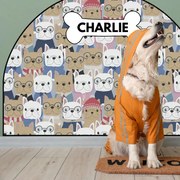 PIPPER. Ochranná textilná nálepka na stenu - Oblúk - Buldočky Veľkosť: 120x96cm, Motív: s menom