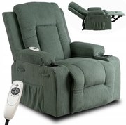 Masážne polohovateľné kreslo ARIEN zelený manšester - vintino.sk