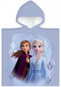 Dievčenské plážové pončo - osuška s kapucňou Ľadové kráľovstvo - Frozen - motív Anna a Elsa - 100% bavlna - 50 x 100 cm